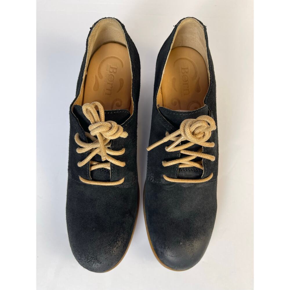 Børn Mott women’s Black Suede Lace Up Oxfords size 8.5|40 W/Box Dark Academia - Picture 4 of 13